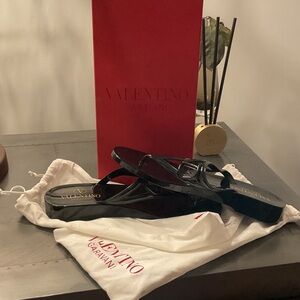 Valentino Glossy Black Slides